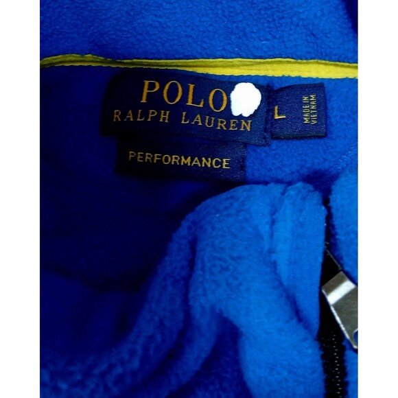 Polo Ralph Lauren Men’s L Blue Performance Fleece Vest Zip Pockets Yellow Pony - Picture 8 of 9
